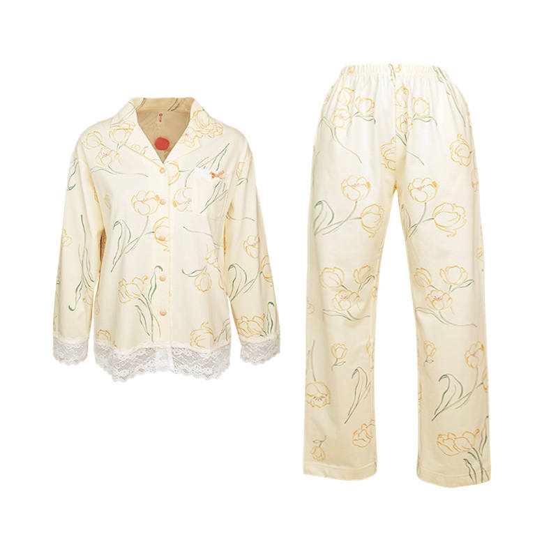 FENTENG Pajama Set Women's Beige Apricot