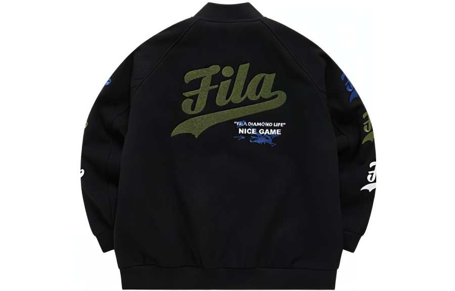 FILA FUSION Baseball Jerseys Men's Black Baseball Collar Moderate