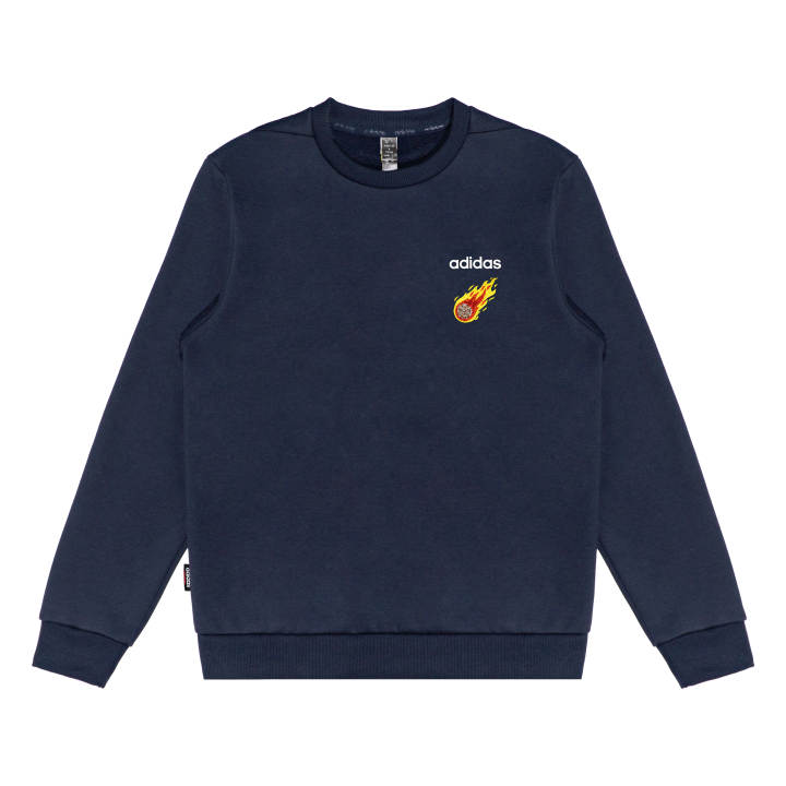 Adidas Adidas Extraordinary Meteor Fireball Embroidery Versatile Crew Neck Fleece Lined Long Sleeved Sweatshirt