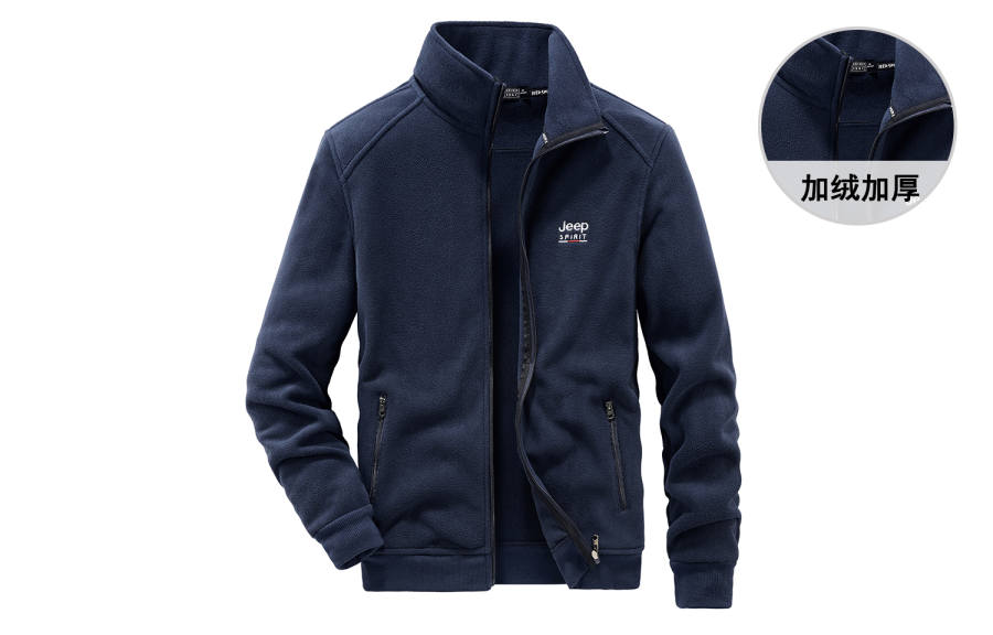 JEEP SPIRIT Velvet Jackets Men's Stand Collar Moderate