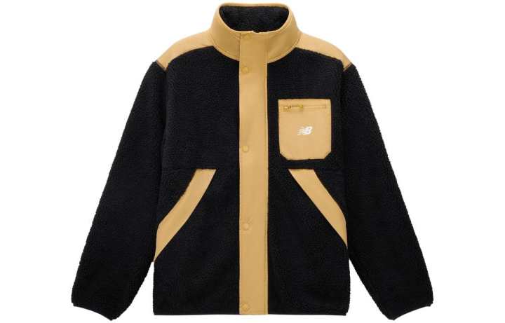 New Balance New Balance Velvet Jackets Men's Black Stand Collar Thickened And Fleece Lined