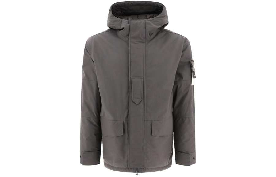 STONE ISLAND Jackets Men's Gray Hooded Non Detachable Moderate Straight Fit