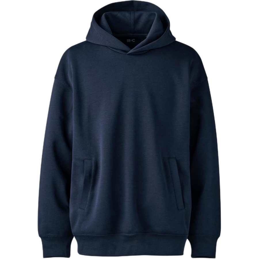 UNIQLO Sweatshirts Unisex Marine Blue Lapel Moderate