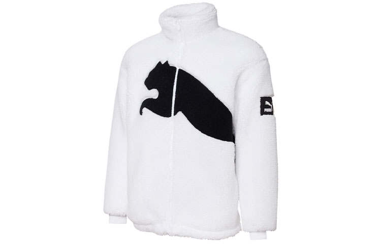 PUMA Velvet Jackets Men's White Stand Collar Thickened