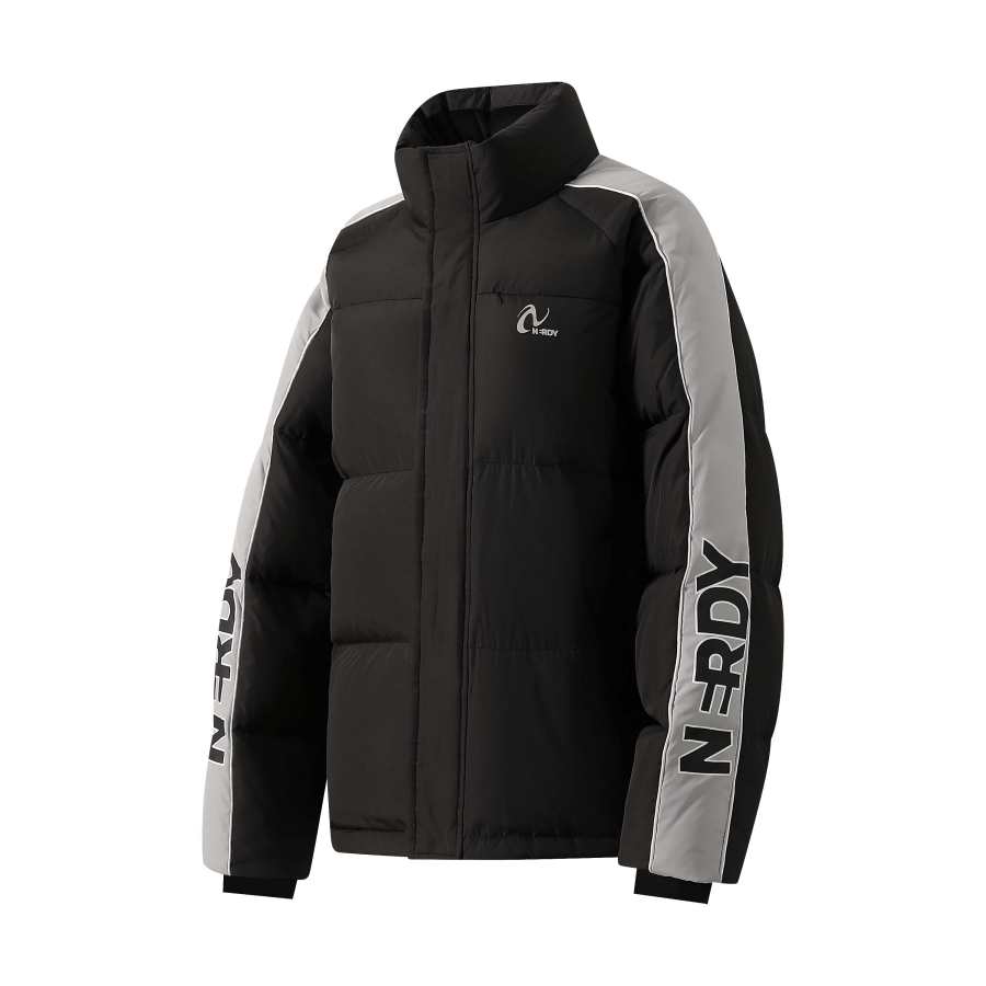 Nerdy Nerdy Down Jackets Unisex Black Stand Collar Thickened