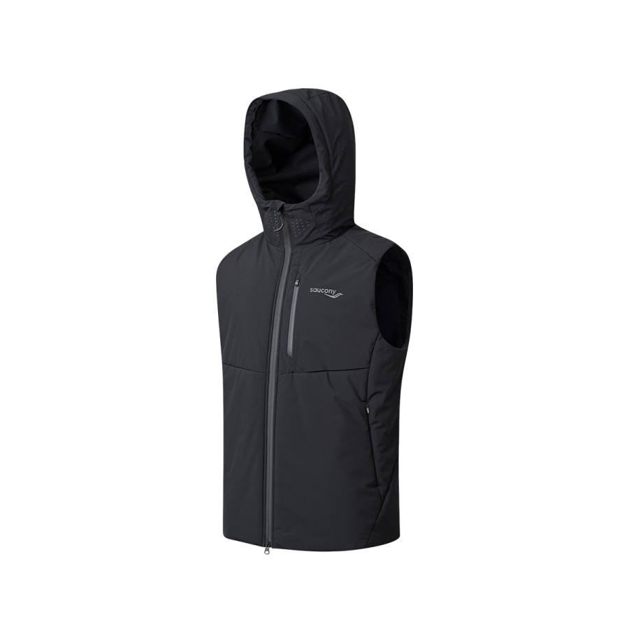 Saucony Vests Men's Jet Black Hooded Non Detachable Moderate Other