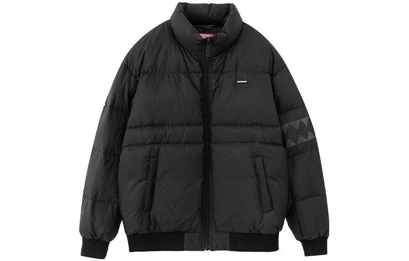 SPRAYGROUND Down Jackets Men's Black Stand Collar Without Hood Fleece Lined Other