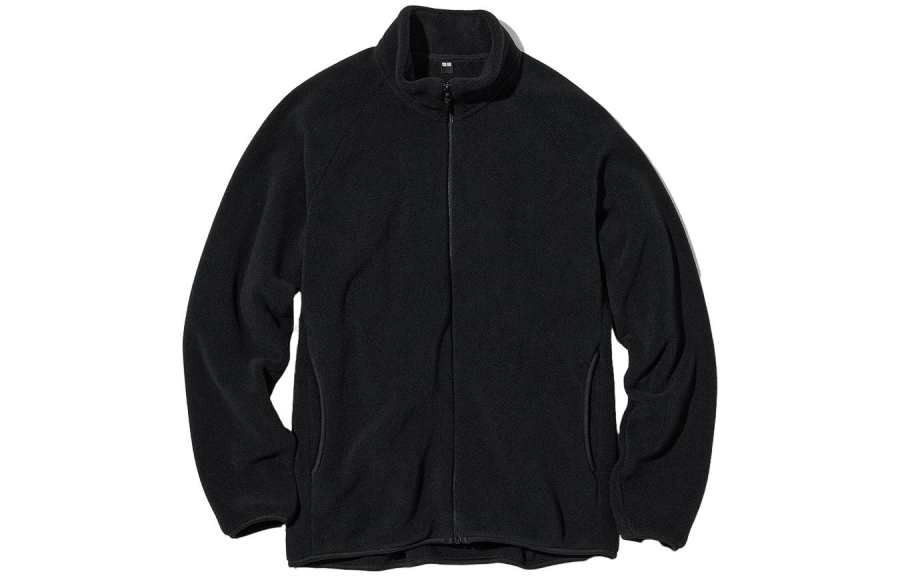 UNIQLO Solid Color Stand Collar Zipper Long Sleeved Jacket With Thickened And Fleece Lining Velvet feel Coat Unisex