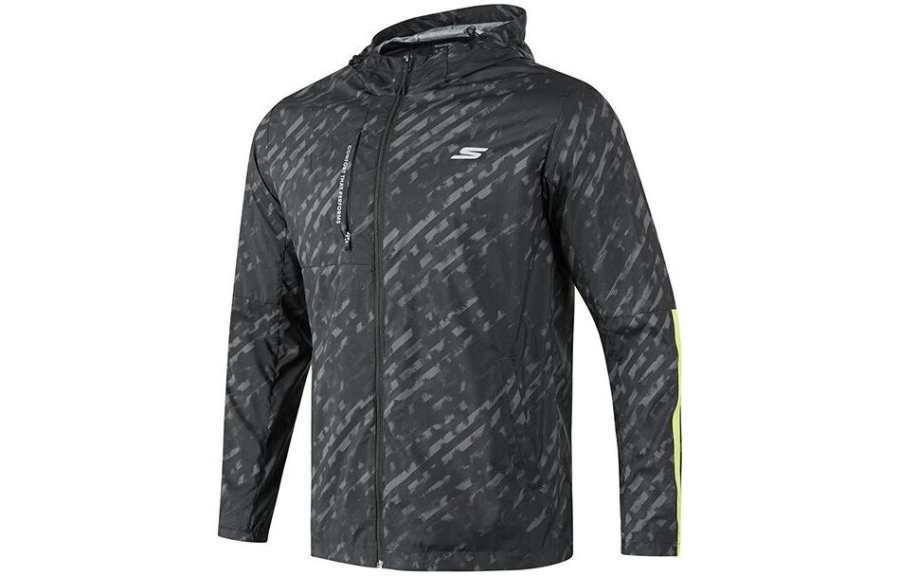 Skechers Jackets Men's Black Gray Color Hooded Moderate Other