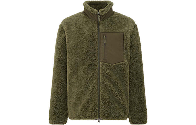 UNIQLO Velvet Jackets Men's Olive Stand Collar Moderate