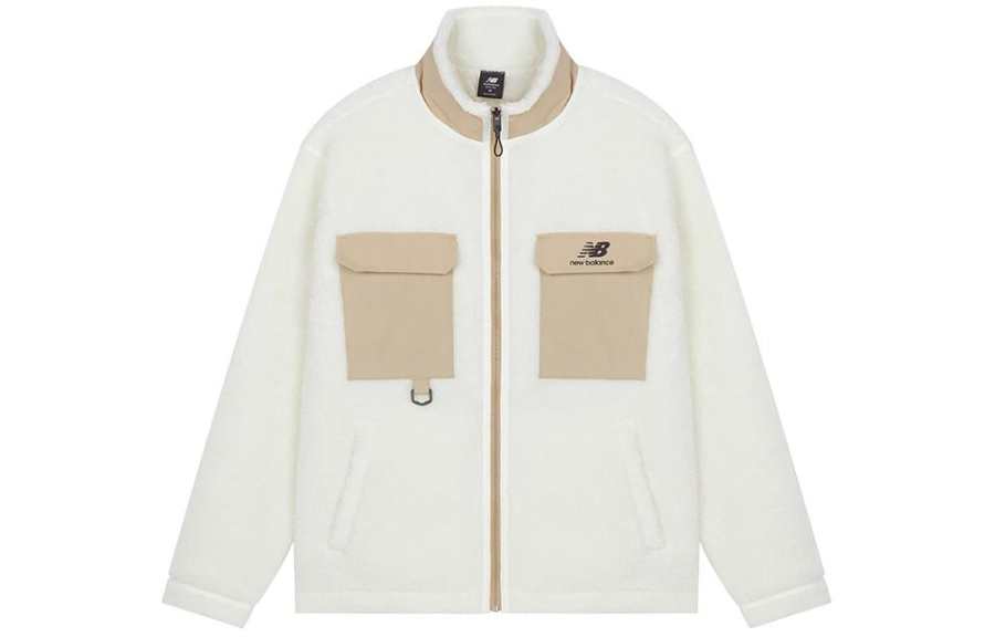 New Balance New Balance Velvet Jackets Men's White Stand Collar Thickened And Fleece Lined