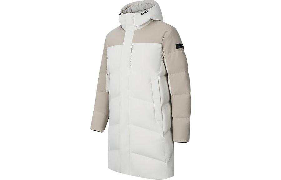 ANTA Variety Training Collection Down Jackets Men's Barley Grain Gray/Charleston Gray Hooded Moderate Down Coat