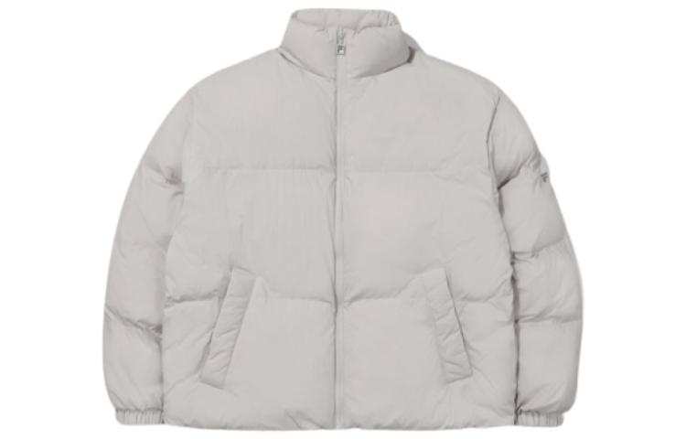 FILA FILA Puffer Jackets Unisex Ecru Stand Collar Thickened Padded Puffer Jacket