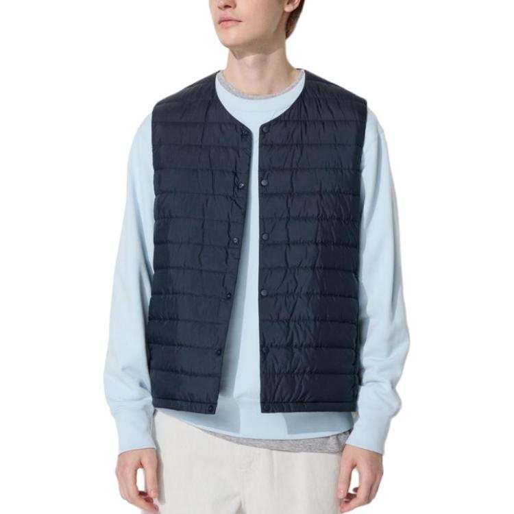 UNIQLO Vests Men's Navy Blue Crew Neck Moderate Other