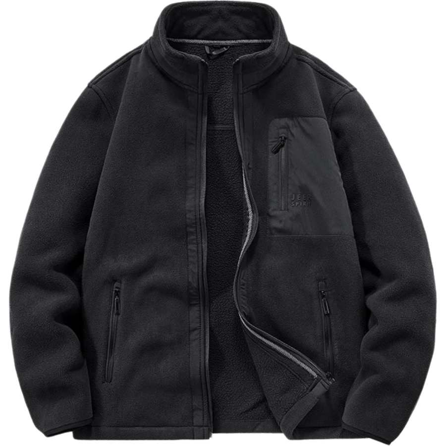JEEP SPIRIT Velvet Jackets Men's Stand Collar Moderate
