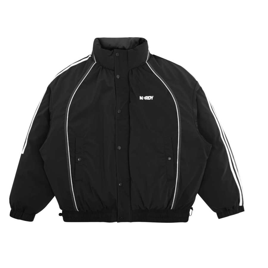 Nerdy Nerdy Down Jackets Unisex Black Stand Collar Lightweight