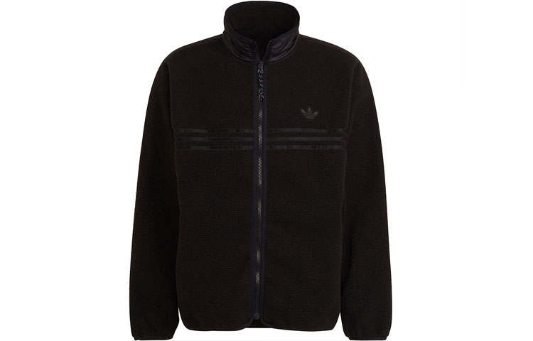 Adidas Originals Velvet Jackets Men's Black Stand Collar Moderate