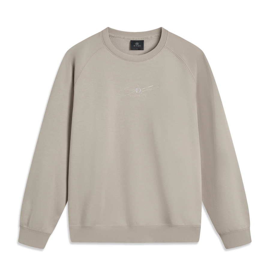 Li-Ning Li Ning Wade Collection, Letter Crew Neck Comfortable And Breathable Versatile Fleece Lined Thermal Loose Fit Sports