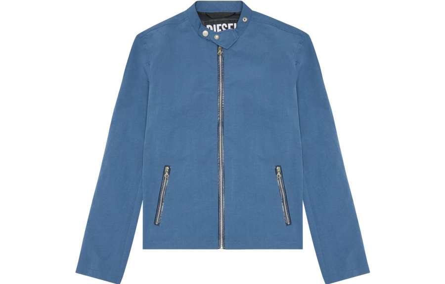 DIESEL Jackets Men's Blue Stand Collar Moderate Straight Fit