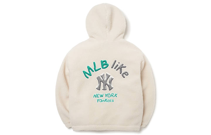 MLB MLB New York Yankees Velvet Jackets Unisex Milk White Hooded Thickened And Fleece Lined