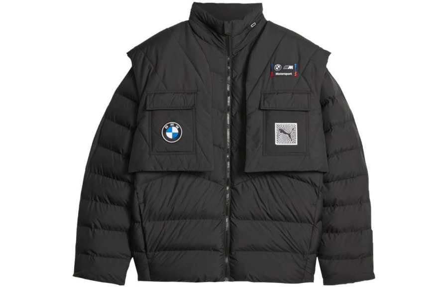 PUMA BMW M Motorsport Puffer Jackets Unisex Black Stand Collar Moderate Other