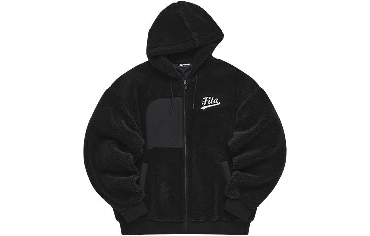 FILA FUSION BASEBALL Velvet Jackets Men's Pitch Black Hooded Moderate