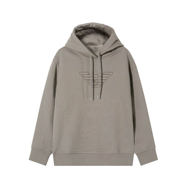 EMPORIO ARMANI Logo Embroidered Drawstring Hoodie