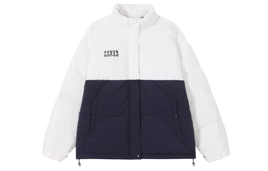 F426 Letter Stand Collar Loose Fit Moderate Puffer Jacket Unisex