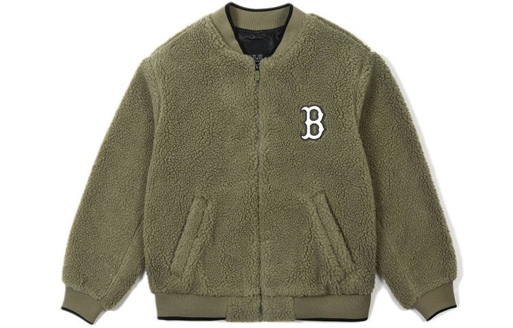 MLB Boston Red Sox Velvet Jackets Unisex Khaki Baseball Collar Thickened