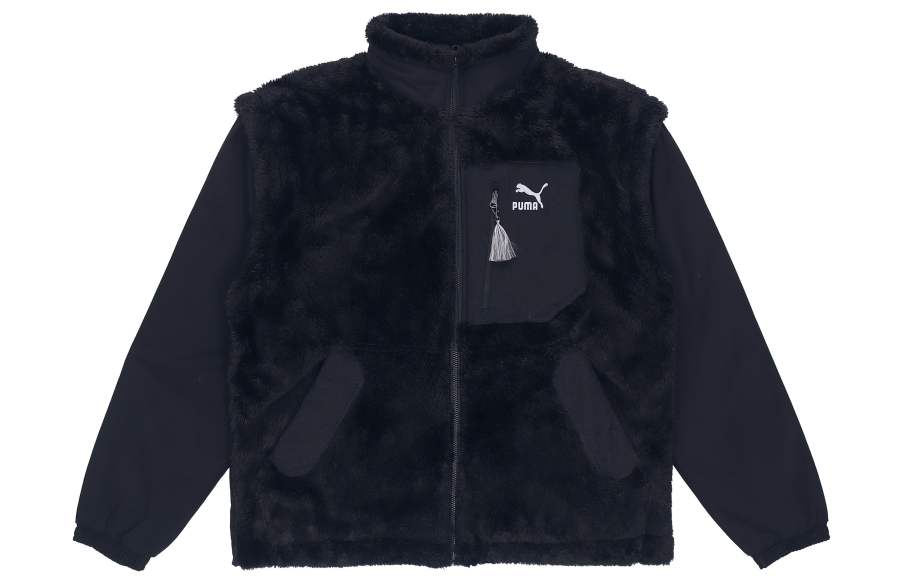 PUMA Velvet Jackets Men's Black Stand Collar Moderate