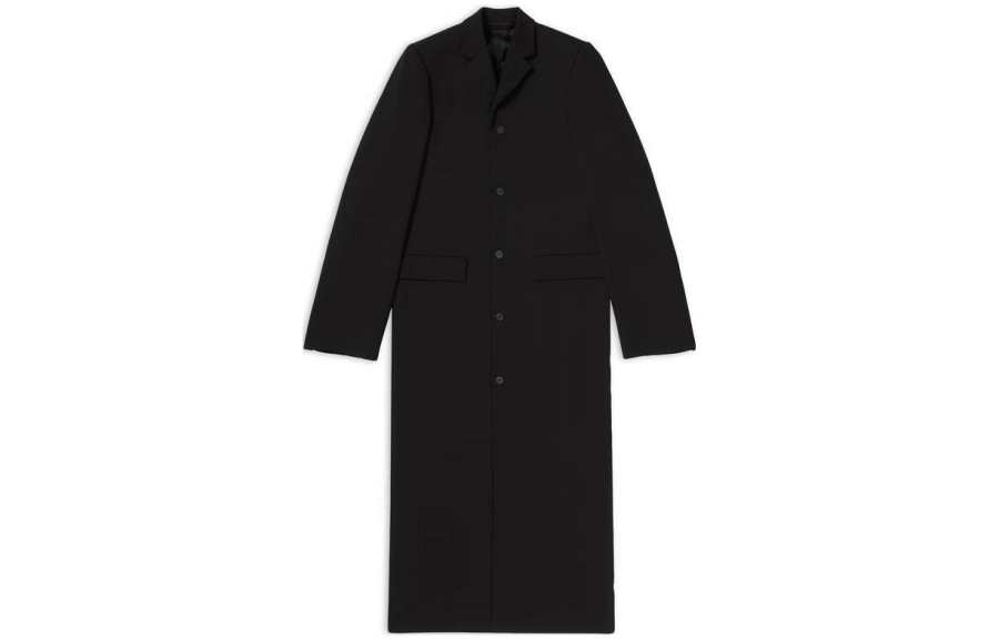 Balenciaga Coats Men's Black Lapel Moderate Straight Fit