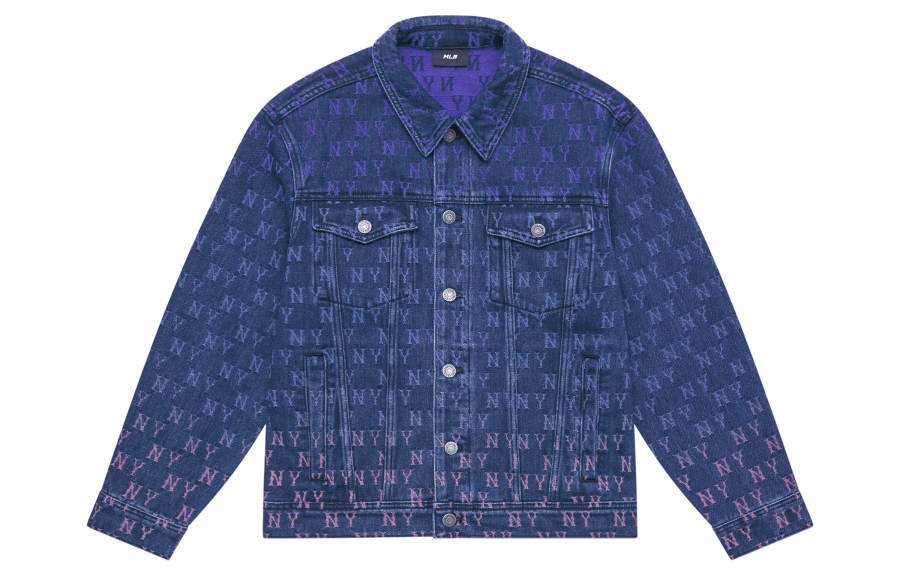 MLB New York Yankees Jacquard Dia Monogram 24FW Denim Jacket Unisex Indigo