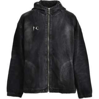 THUG CLUB FW24 DENIM HOOD JACKET Denim Jacket Men's Black