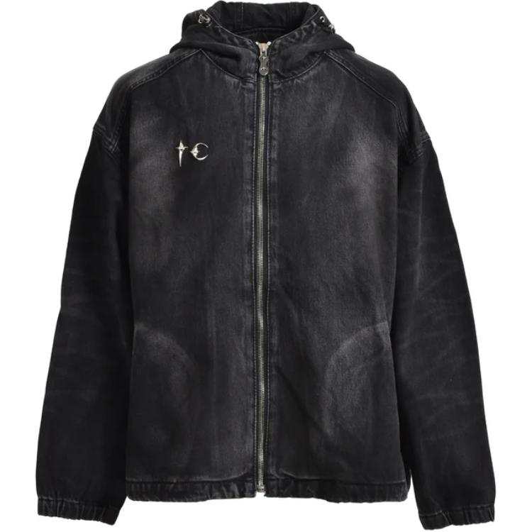 THUG CLUB FW24 DENIM HOOD JACKET Denim Jacket Men's Black