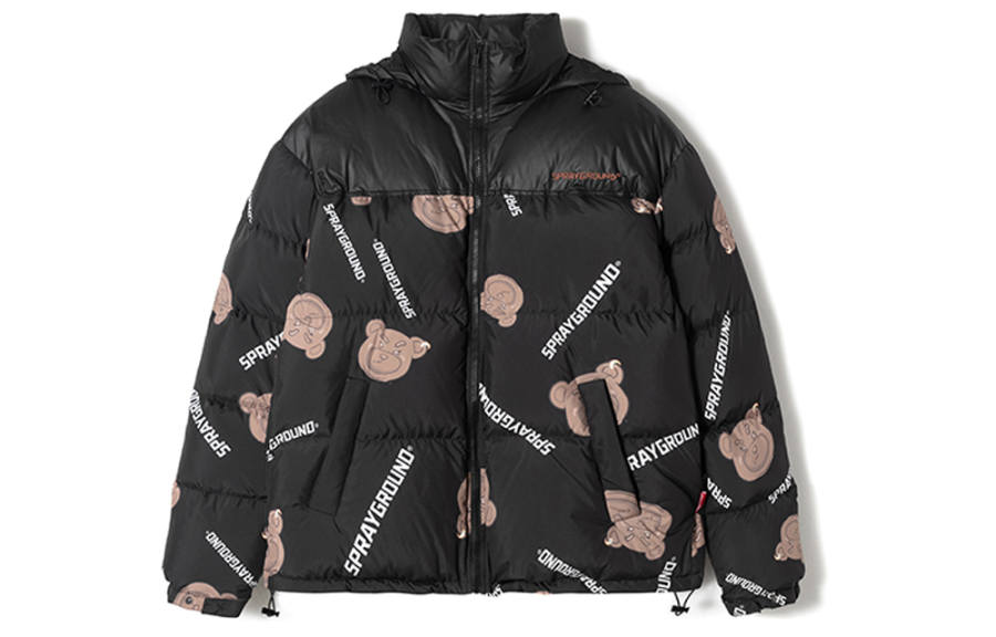 SPRAYGROUND Animal Pattern Stand Collar Loose Fit Thickened Down Jacket Unisex Couple's