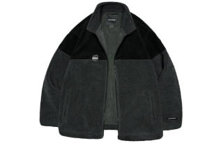 PSO Brand Fleece Lined Color Block Patchwork Stand Collar Loose Fit Thickened Long Sleeved Sherpa Velvet feel Coat
