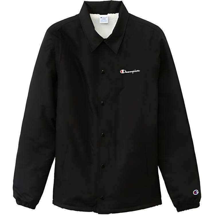 Champion Micro Label Pattern Faux Sherpa Fleece Lined Single Breasted Velvet feel Coat Japan Version Unisex Black
