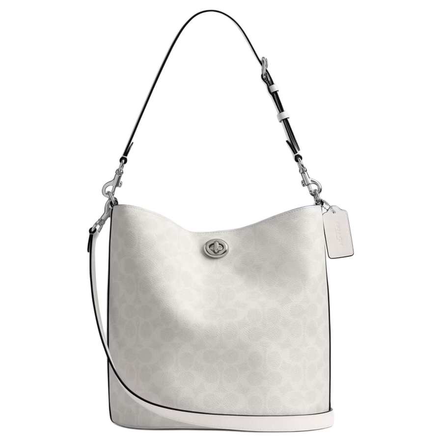 COACH Willow Coated Canvas Shoulder Bag Large Women's Chalk White