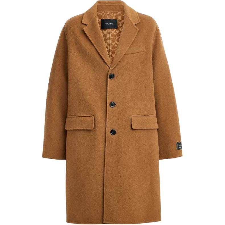 COACH COACH Coats Unisex Camel Lapel Moderate Straight Fit