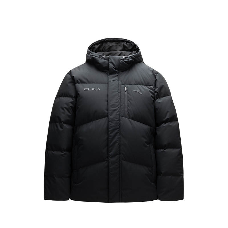 ANTA Down Jackets Unisex Black Hooded Non Detachable Moderate