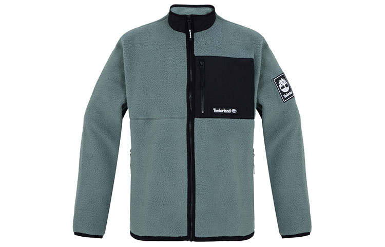 Timberland Velvet Jackets Men's Green Stand Collar Moderate