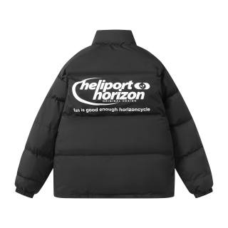 HELIPORT Down Jackets Unisex Black Stand Collar Thickened