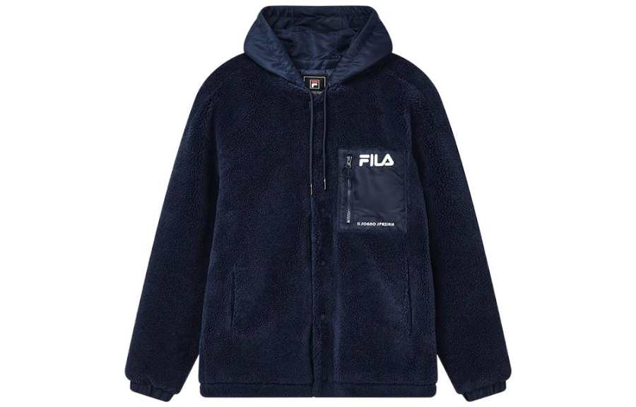 FILA Velvet Jackets Men's Smoke Blue Hooded Moderate