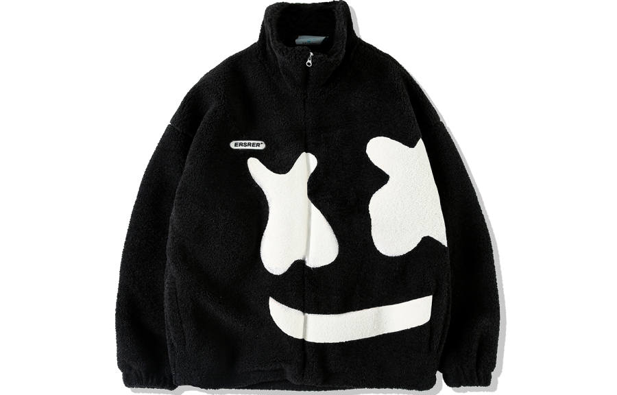 ER ER Velvet Jackets Unisex Stand Collar Thickened