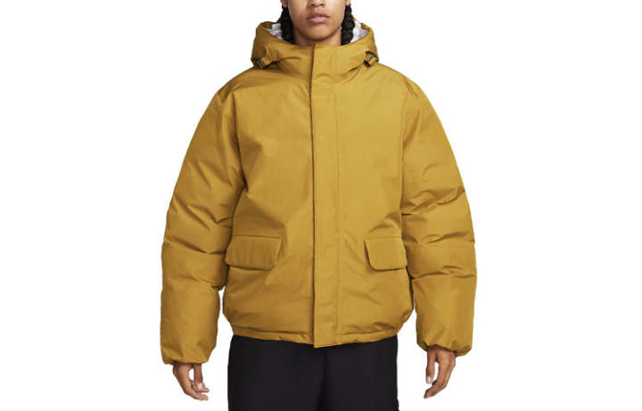 Nike Nike Puffer Jackets Men's Yellow Brown Hooded Moderate Puffer Jacket