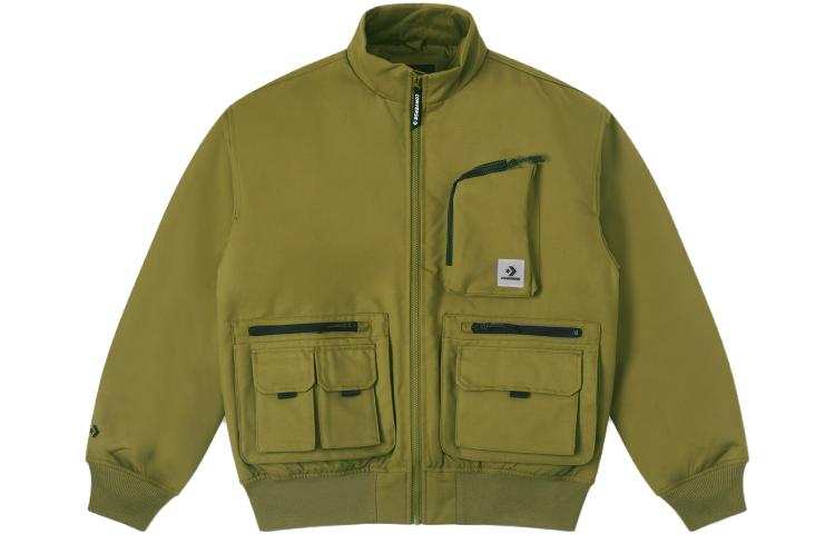 Converse Converse Down Jackets Men's Olive Green Stand Collar Moderate