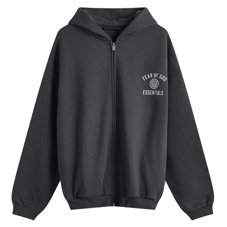Fear Of God Essentials FW24 Heavy Fleece Full Zip Hoodie Sweatshirt Men's Meteorite Black/BLACK