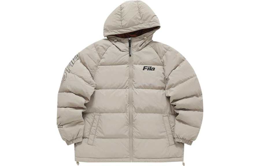 FILA FUSION QR Down Jackets Unisex Light Khaki Hooded Moderate