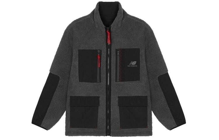 New Balance New Balance Velvet Jackets Men's Black Stand Collar Thickened And Fleece Lined