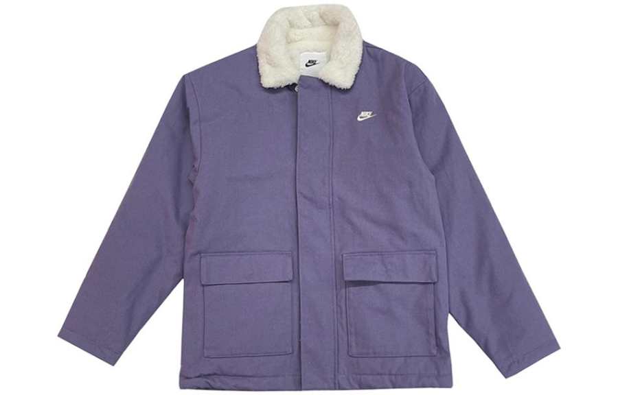 Nike Nike Logo Embroidery Outdoor Casual Sports Long Sleeved Lapel Workwear Fleece Lined Jackets & Coats Men's Purple